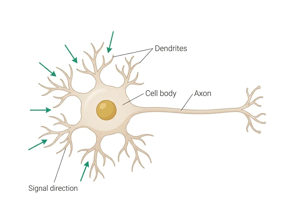 Labeled illustration: dendrite
