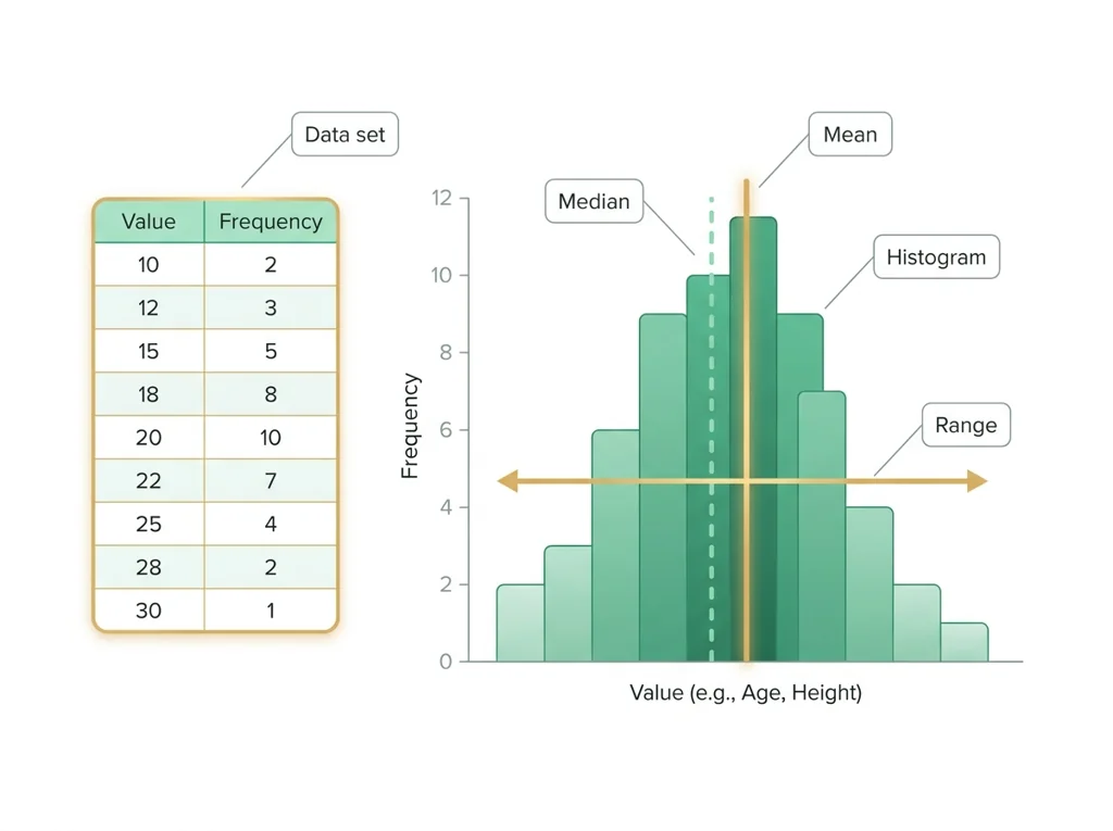 Labeled illustration: descriptive statistics
