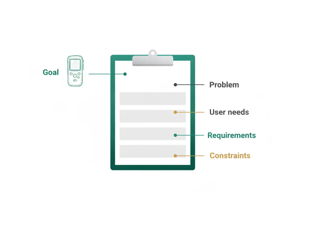 Labeled illustration: design brief