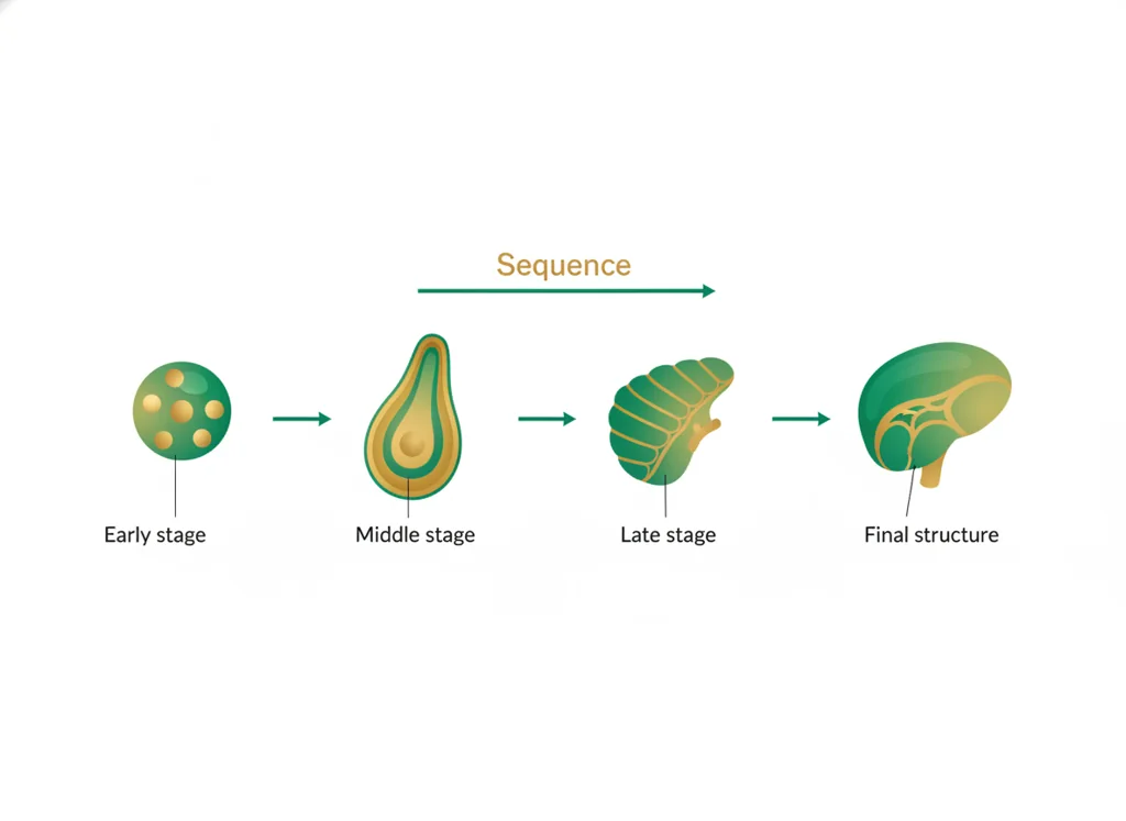 Labeled illustration: developmental story