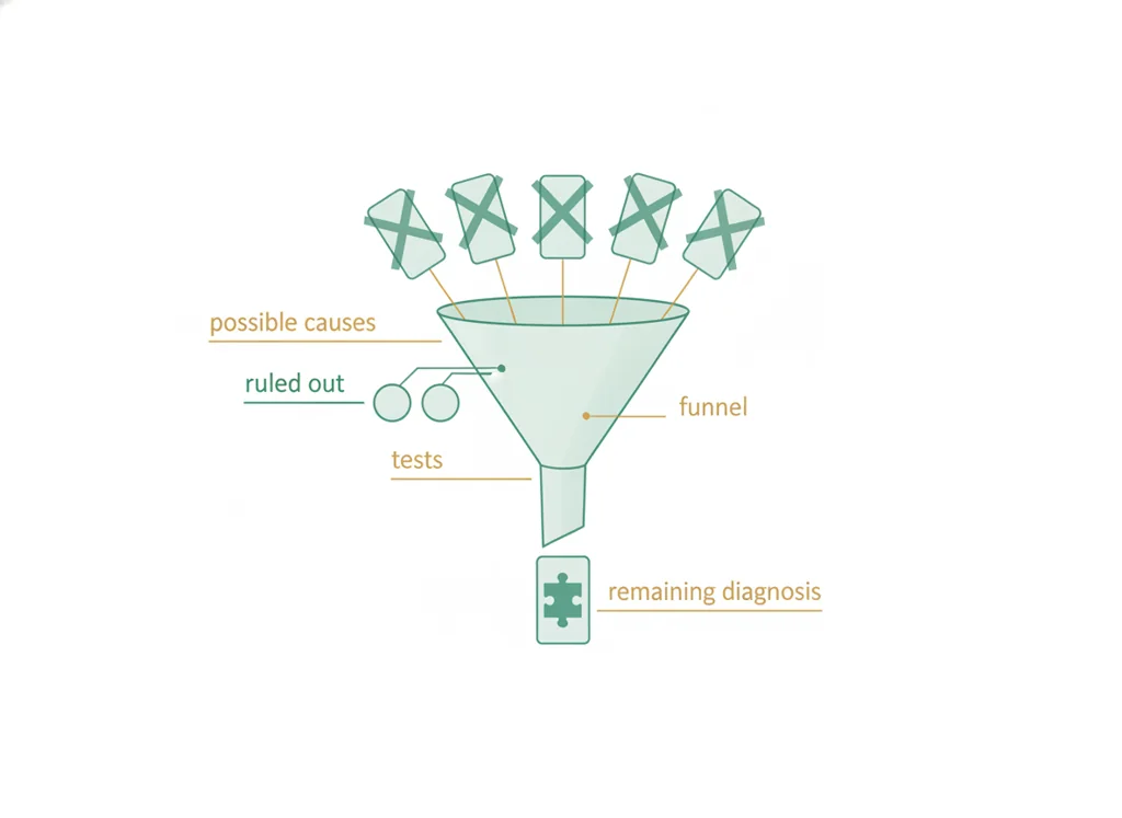 Labeled illustration: diagnosis of exclusion