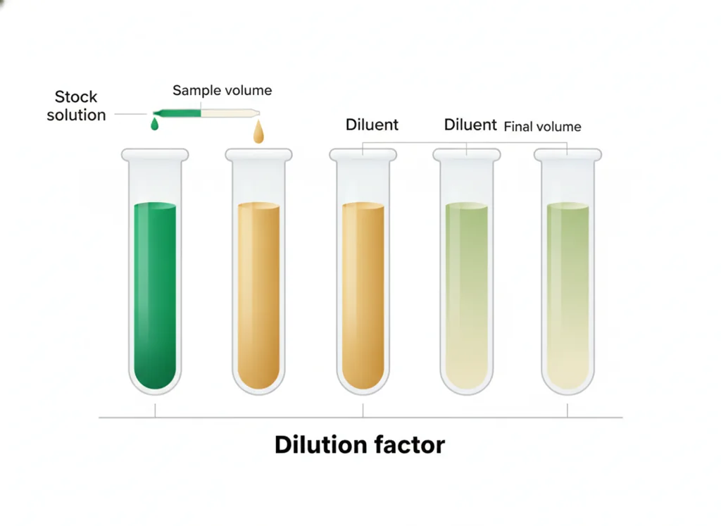 Labeled illustration: dilution factor