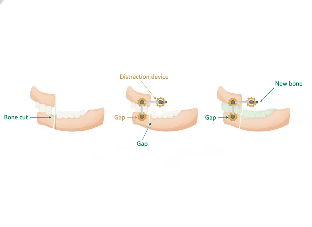 Labeled illustration: distraction osteogenesis
