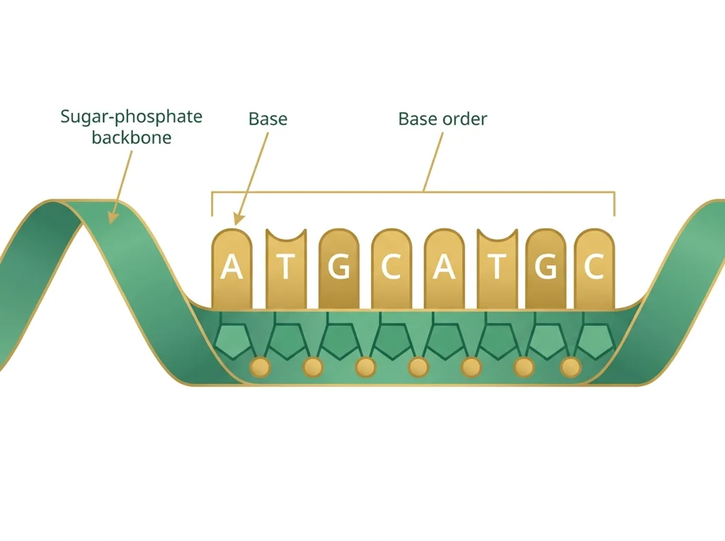 Labeled illustration: DNA sequence