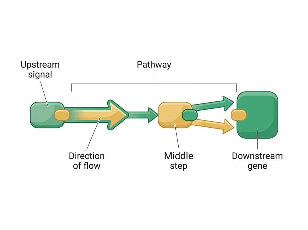 Labeled illustration: downstream