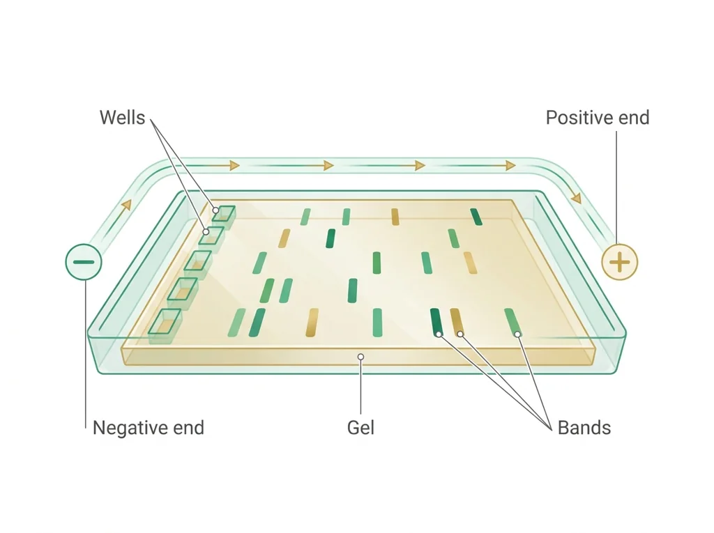 Labeled illustration: electrophoresis