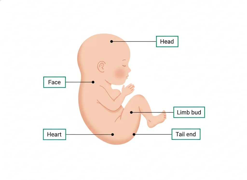 Labeled illustration: embryo