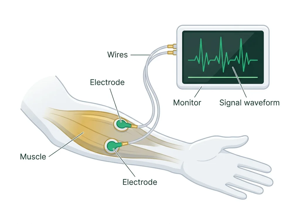 Labeled illustration: EMG