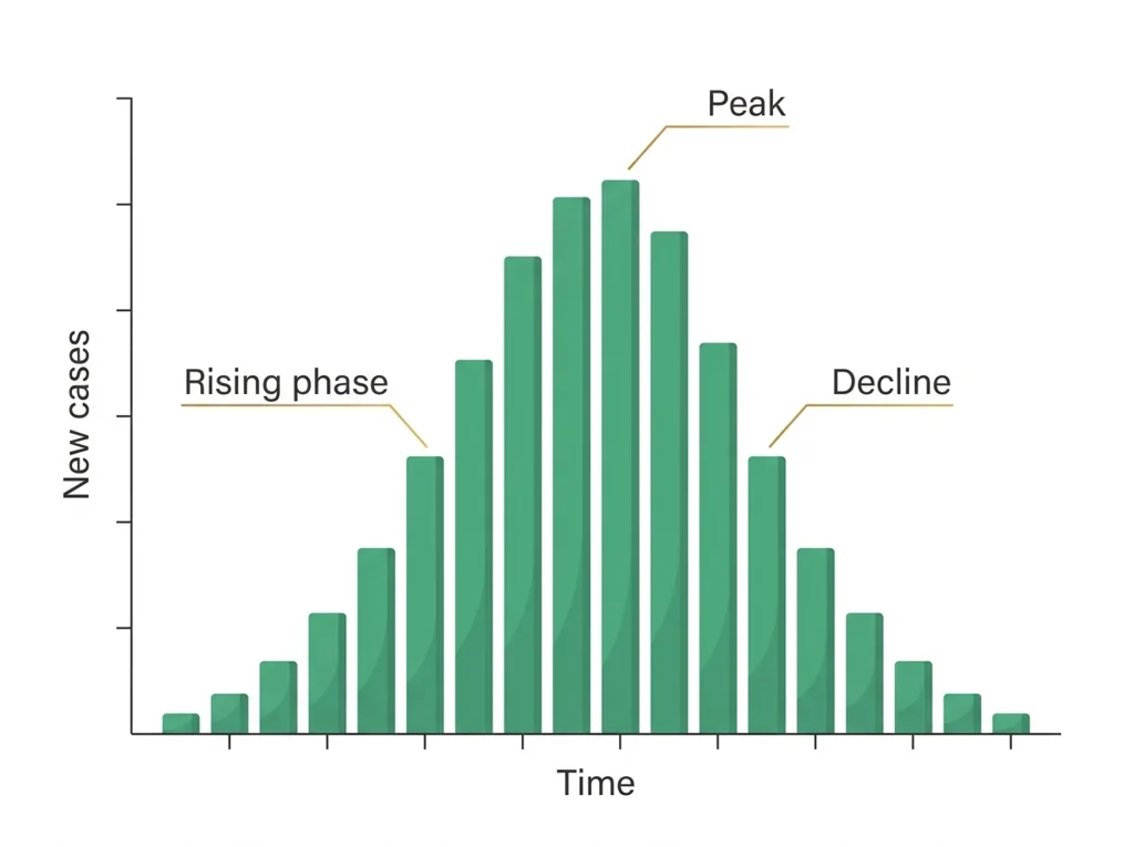 Labeled illustration: epidemic curve