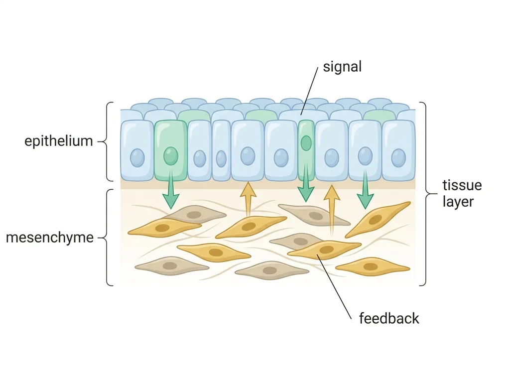 Labeled illustration: epithelial-mesenchymal cross-talk