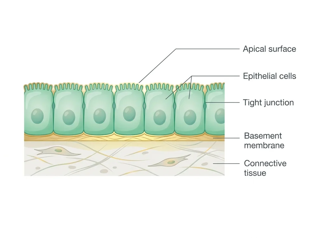 Labeled illustration: epithelial