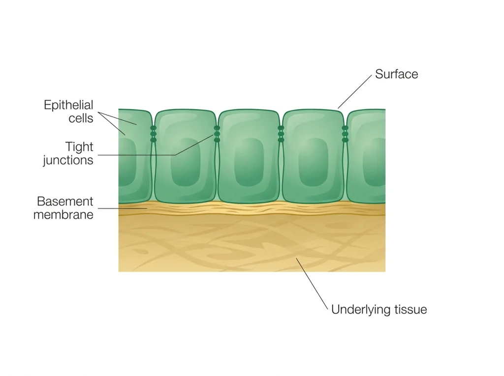 Labeled illustration: epithelium
