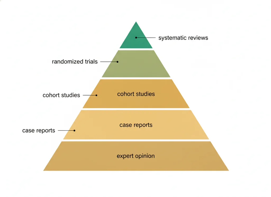 Labeled illustration: evidence hierarchy