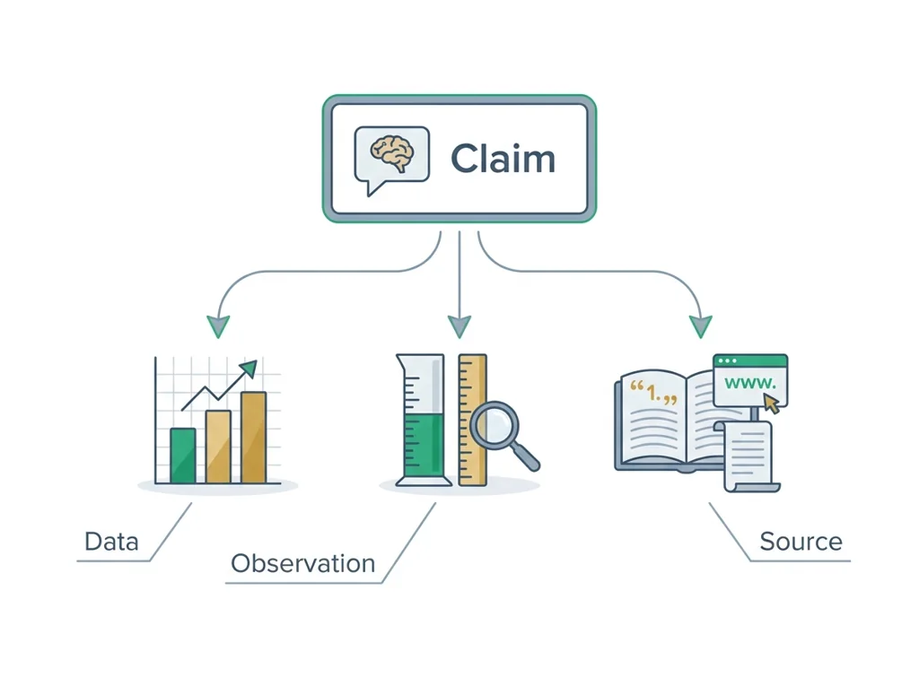 Labeled illustration: evidence