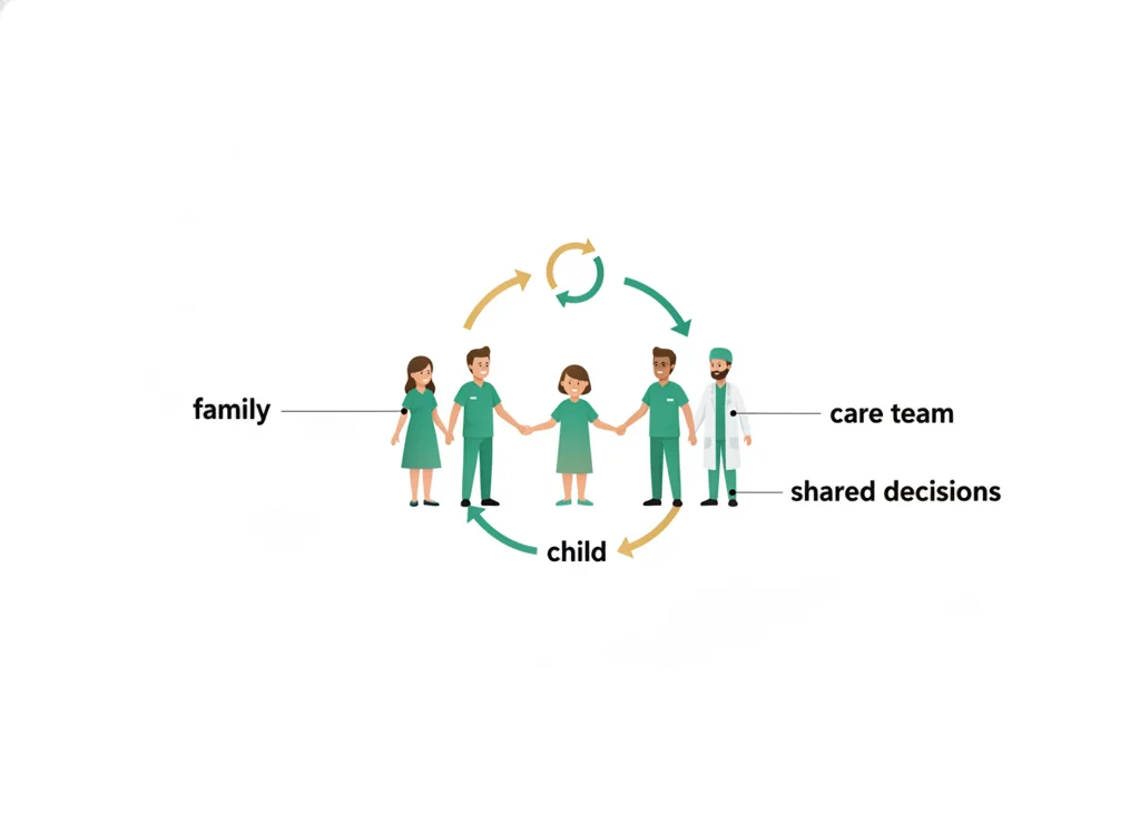 Labeled illustration: family-centered care