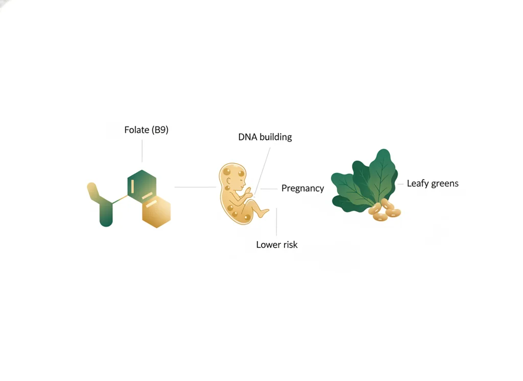 Labeled illustration: folate
