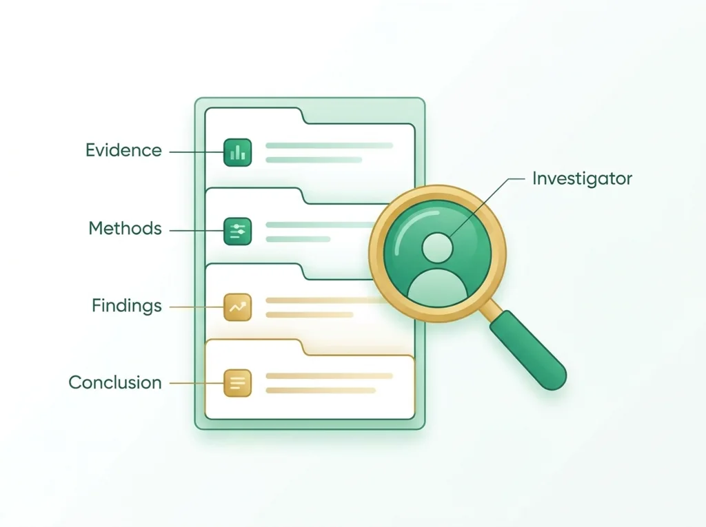 Labeled illustration: forensic report