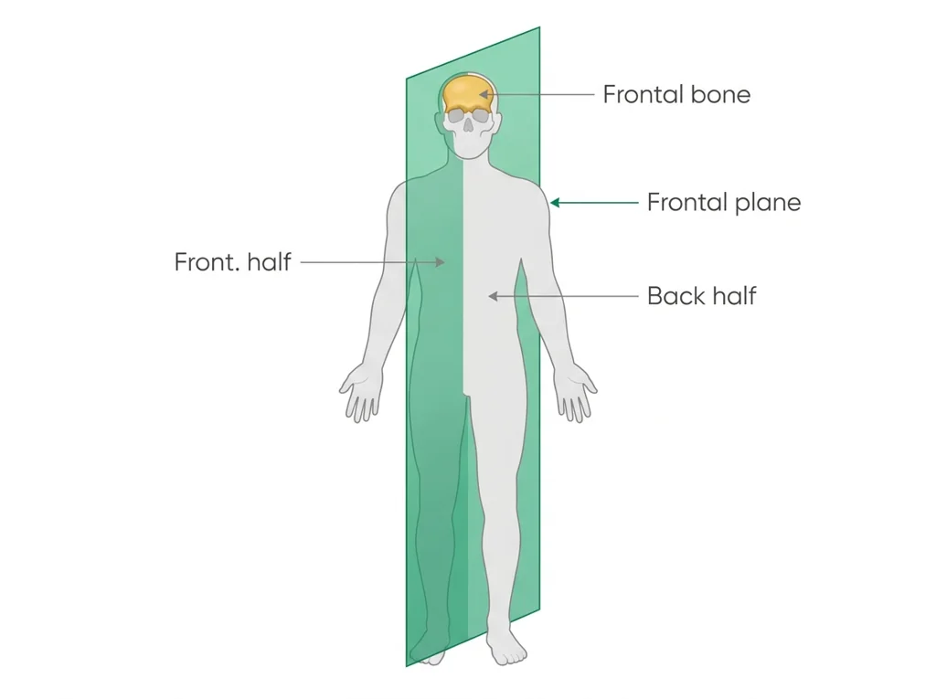 Labeled illustration: frontal