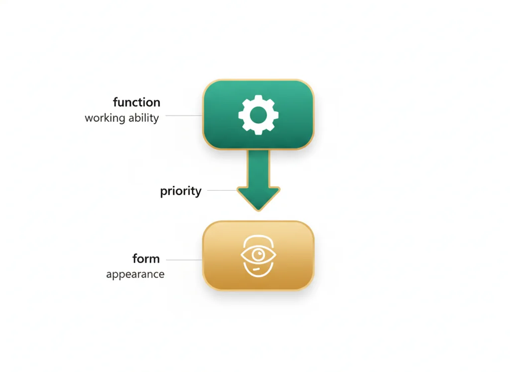 Labeled illustration: function before form