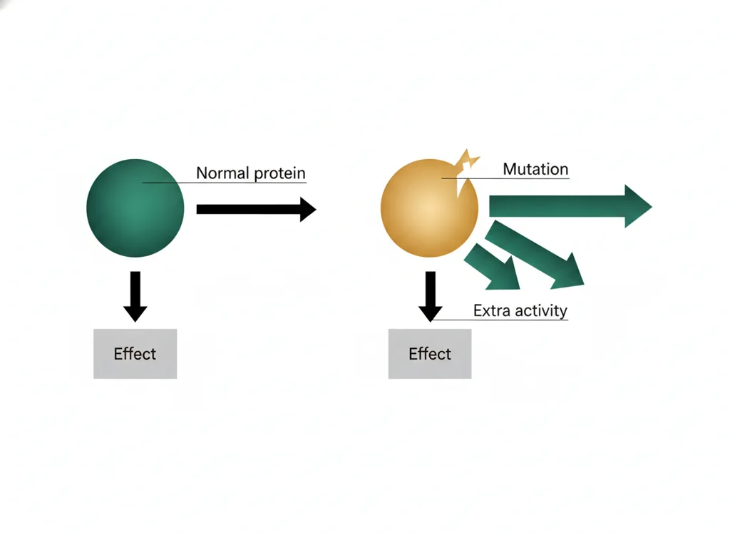 Labeled illustration: gain-of-function