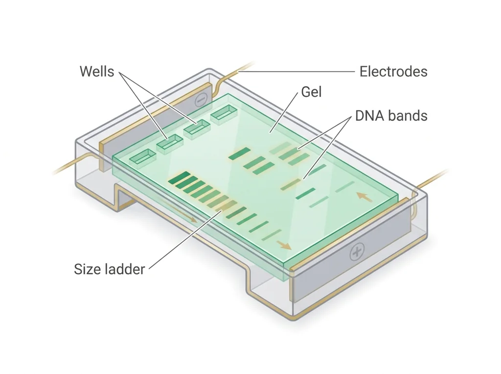 Labeled illustration: gel electrophoresis