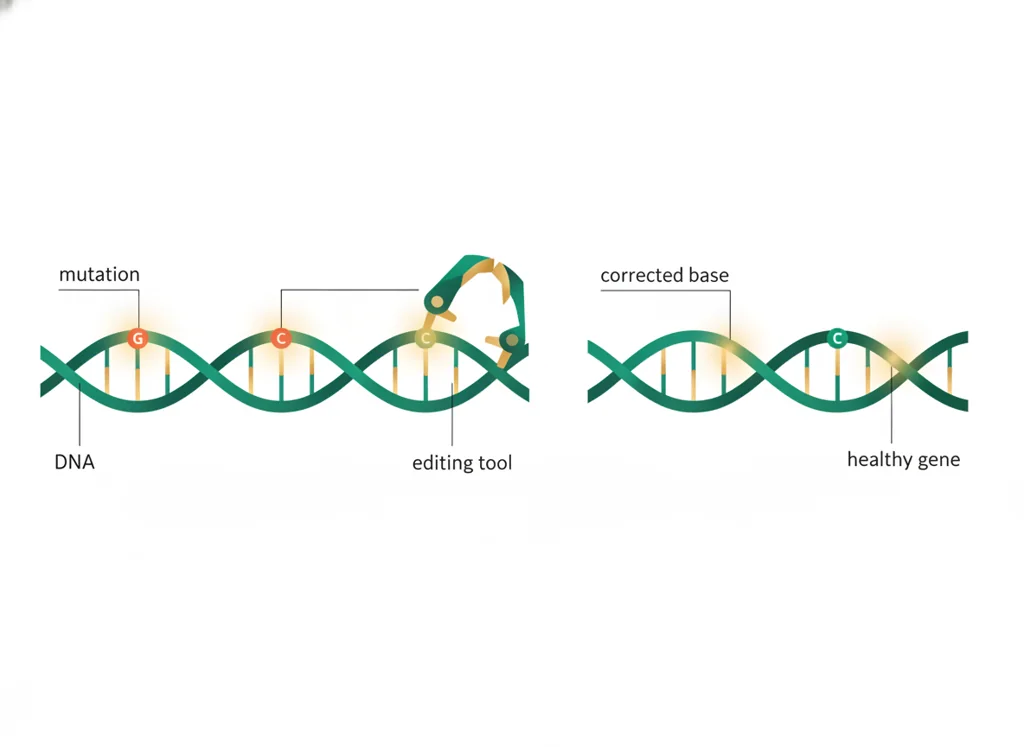 Labeled illustration: gene-correction