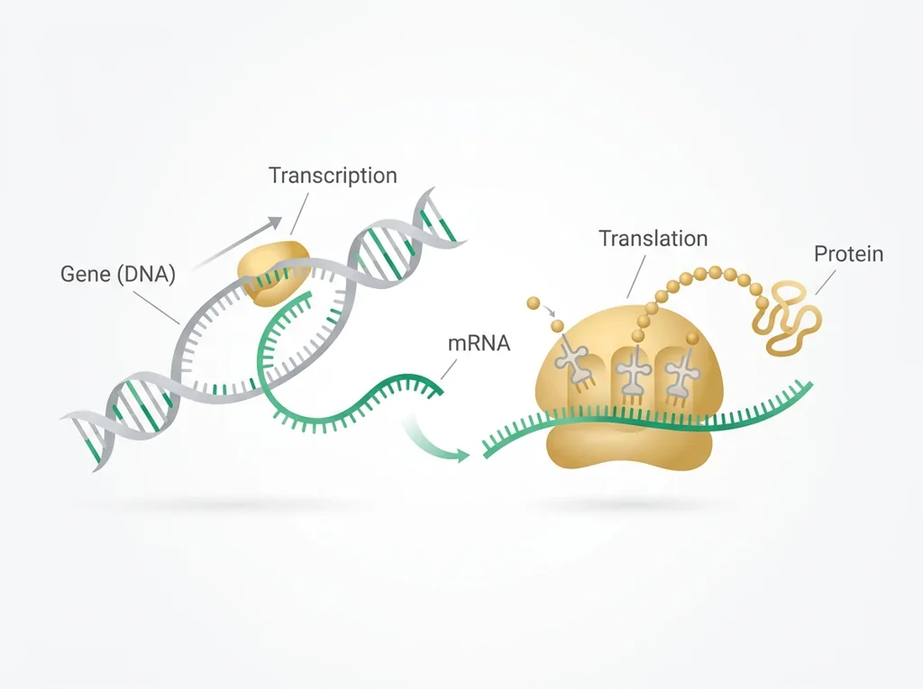 Labeled illustration: gene expression
