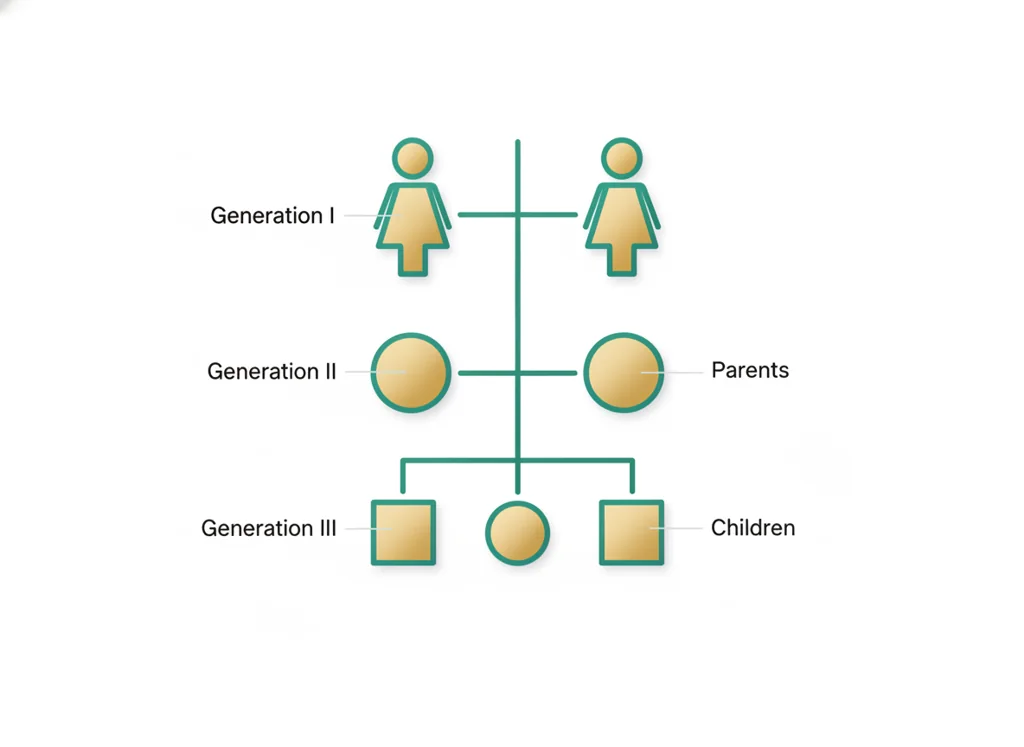 Labeled illustration: generation