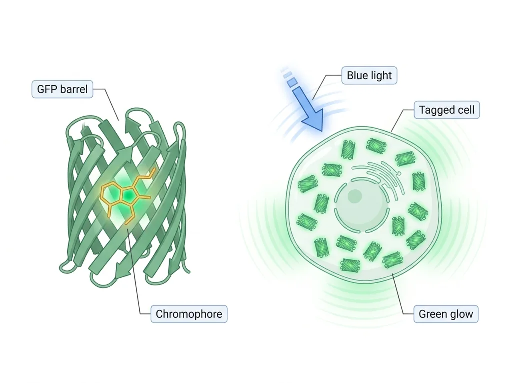 Labeled illustration: GFP