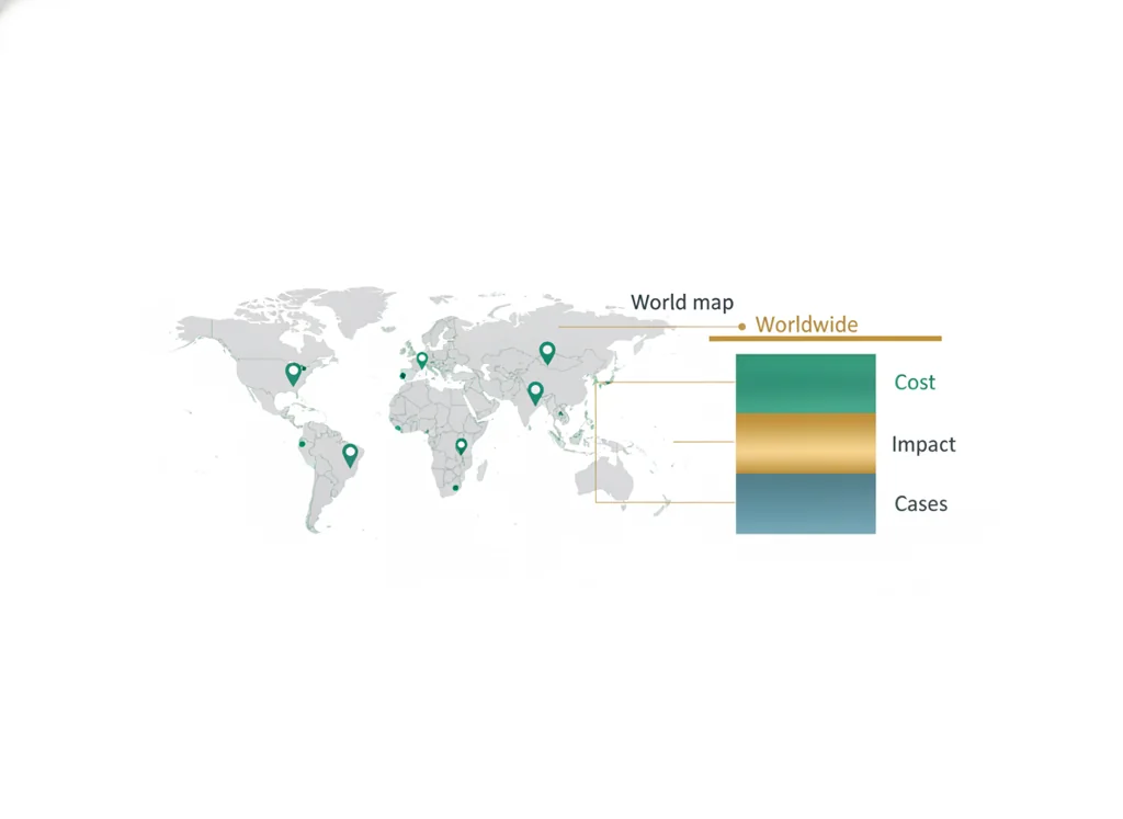 Labeled illustration: global burden