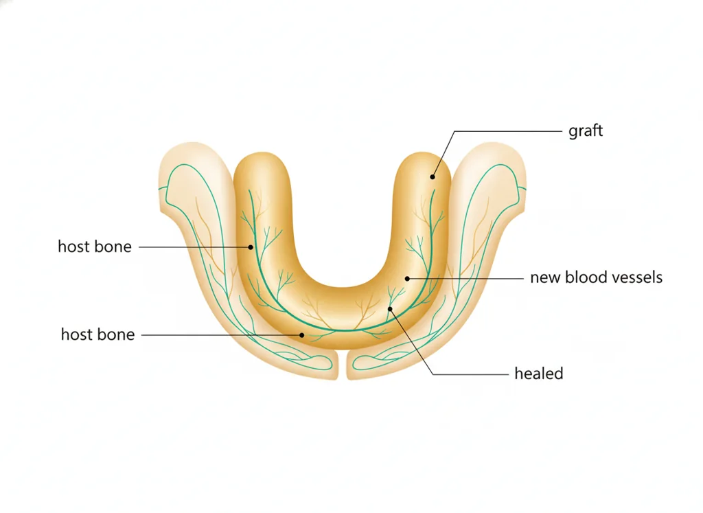 Labeled illustration: graft success