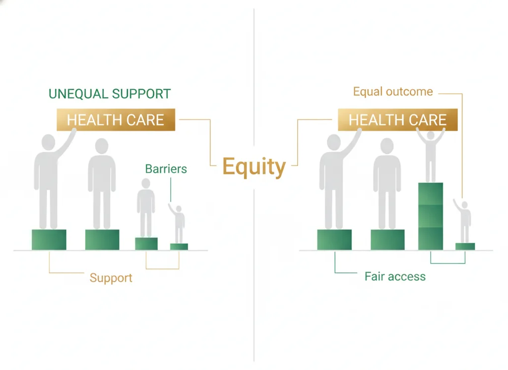 Labeled illustration: health equity