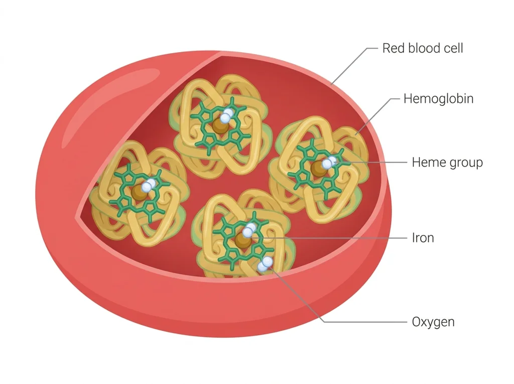 Labeled illustration: hemoglobin