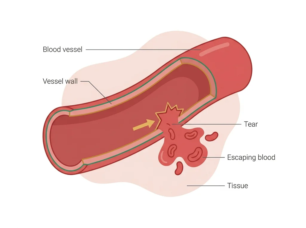 Labeled illustration: hemorrhage