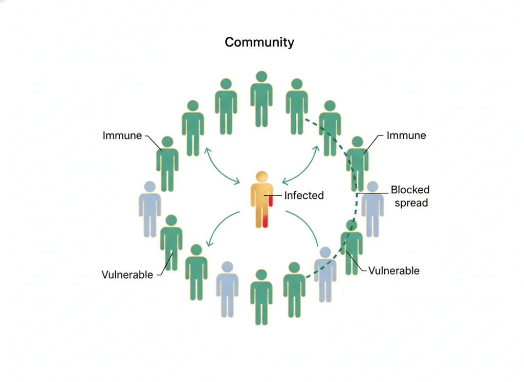 Labeled illustration: herd immunity