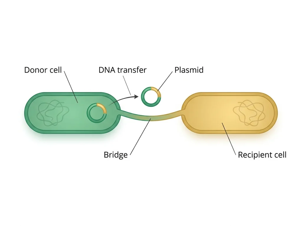 Labeled illustration: horizontal gene transfer