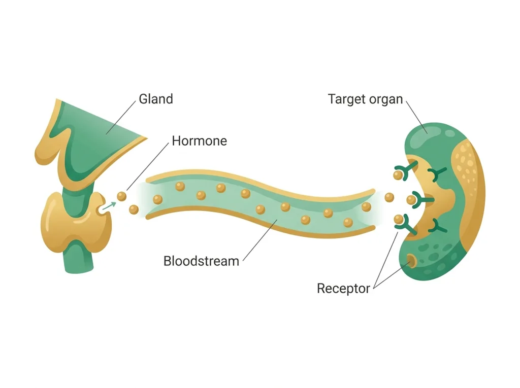 Labeled illustration: hormone