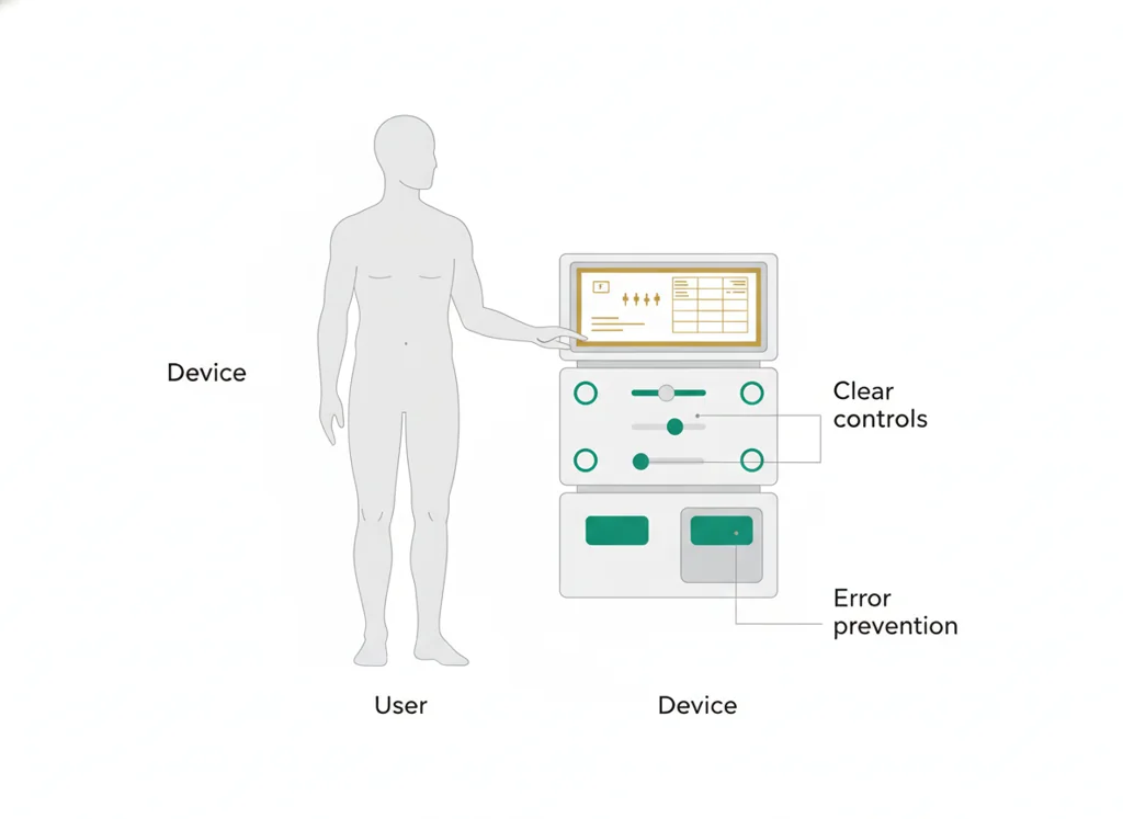 Labeled illustration: human factors