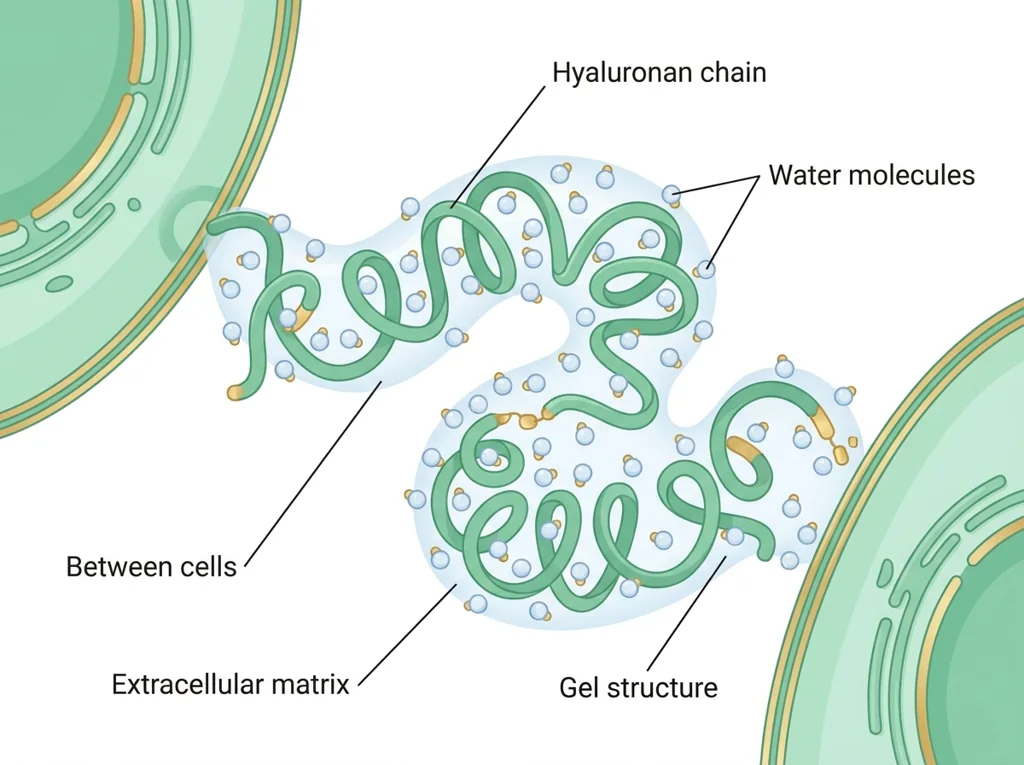 Labeled illustration: hyaluronan