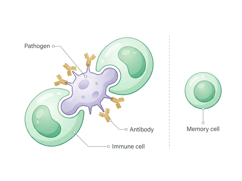 Labeled illustration: immune response