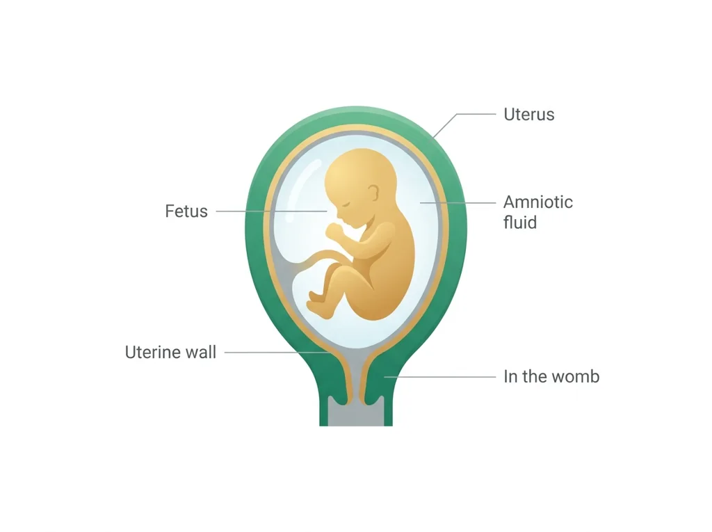 Labeled illustration: in-utero