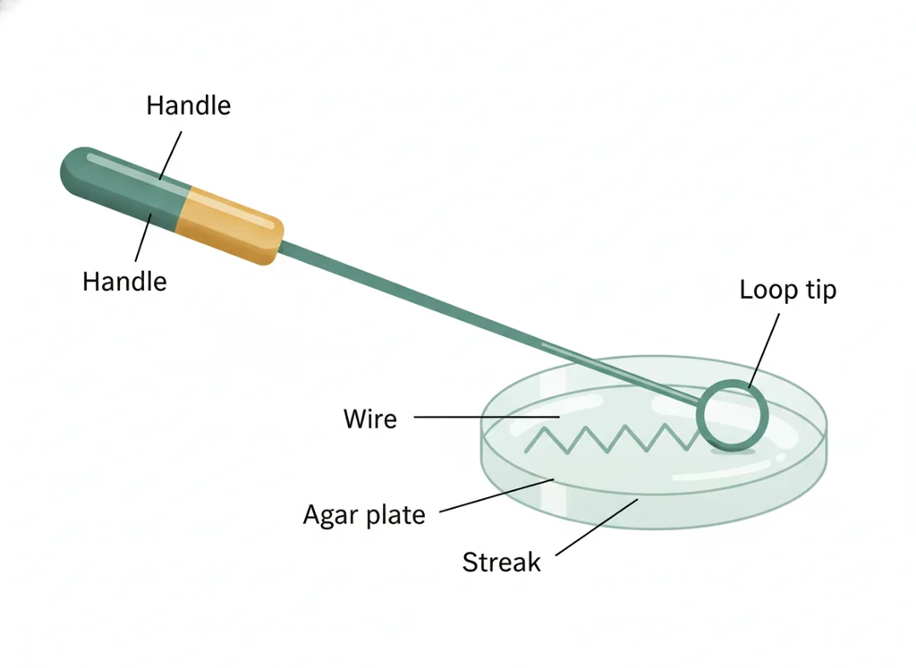 Labeled illustration: inoculating loop
