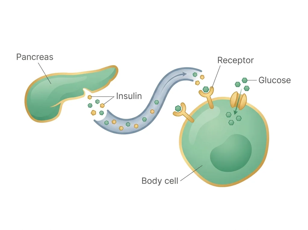 Labeled illustration: insulin
