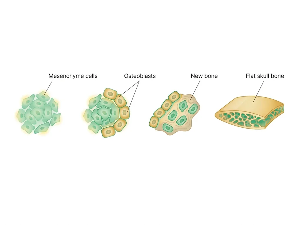Labeled illustration: intramembranous ossification