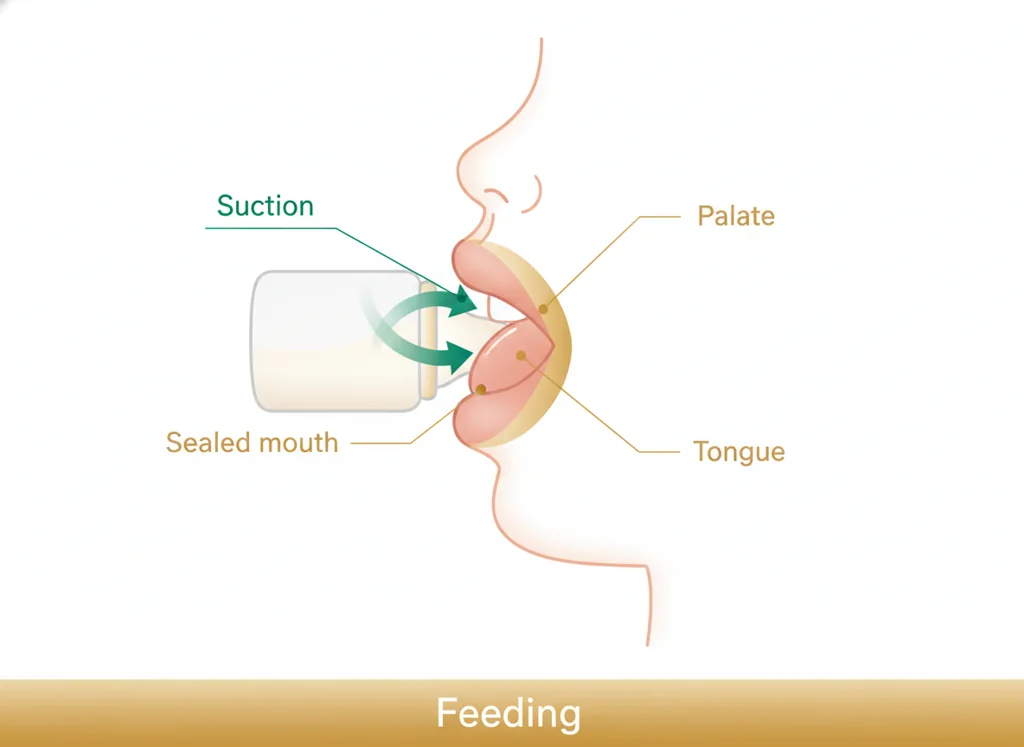 Labeled illustration: intraoral negative pressure