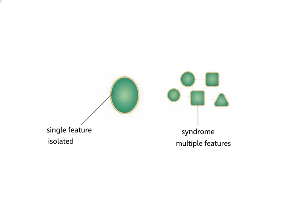 Labeled illustration: isolated defect