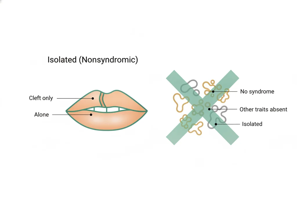 Labeled illustration: isolated (nonsyndromic)