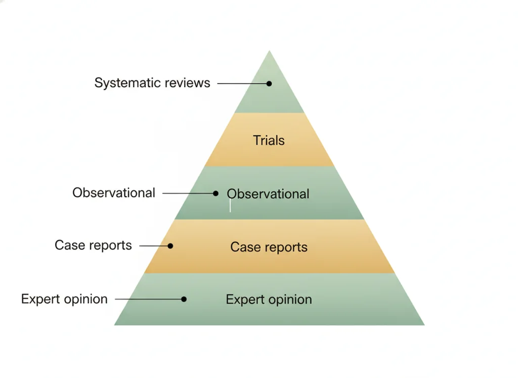 Labeled illustration: levels of evidence