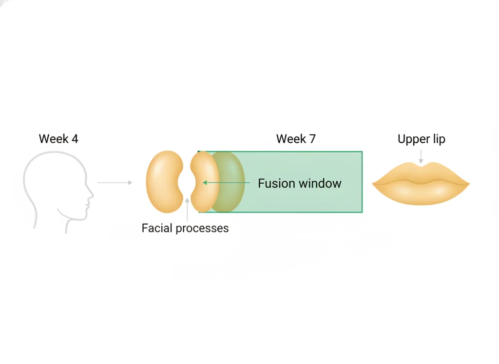 Labeled illustration: lip fusion window