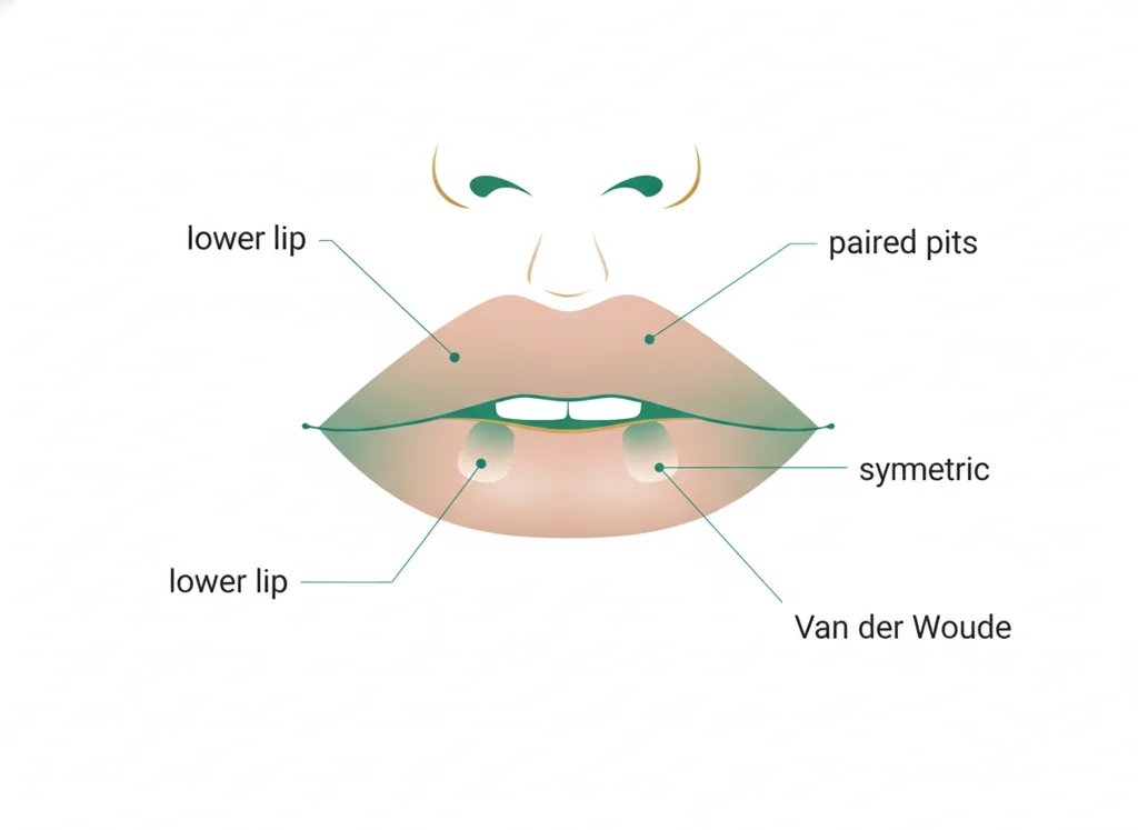 Labeled illustration: lip pits